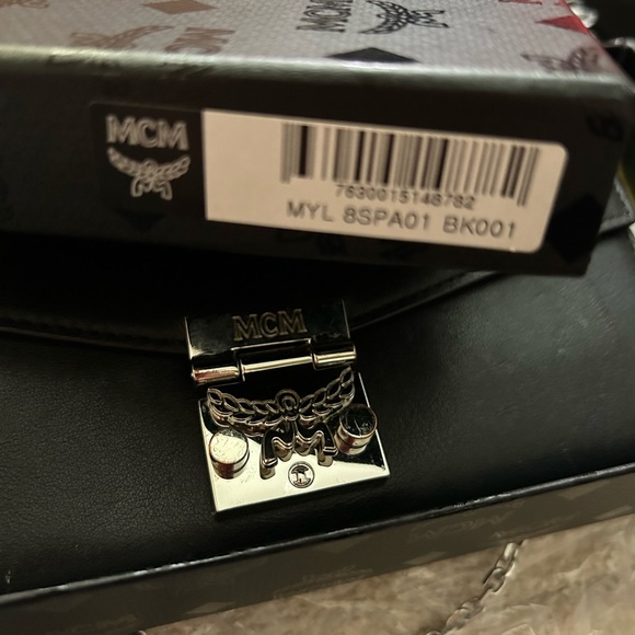 MCM Leather Crossbody Clutch Black Box Dust Bag Cards - Picture 13 of 15